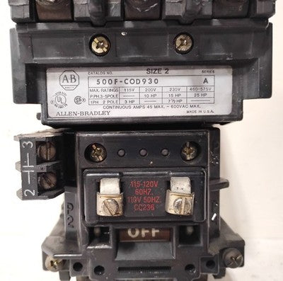 Allen-Bradley 500F-COD930 110/120 V AC NEMA Size 2 Non-Reversing Starter