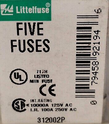 Littelfuse 312002P 250 V AC 2 A Fast-Acting Glass Fuses - Lot of 15