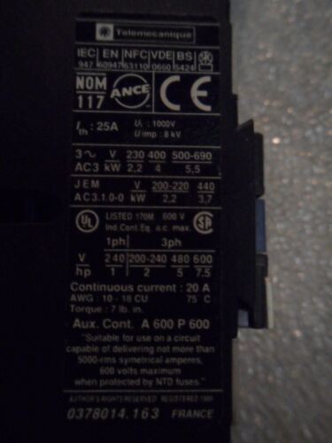Telemecanique GV2-P06 Starter W/ LC1-D09-10 Contactor
