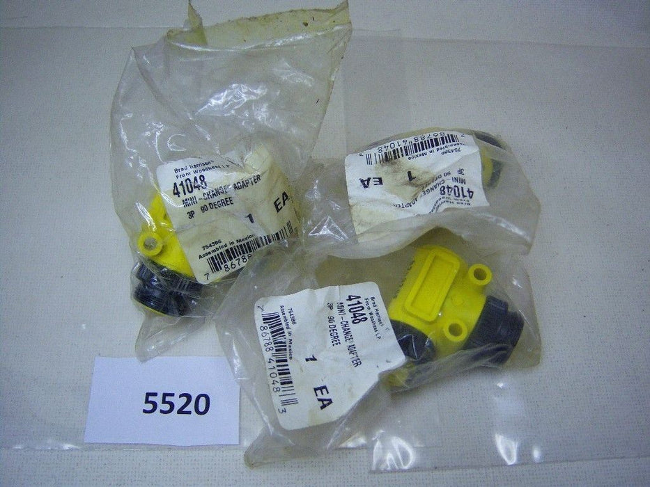 Lot of 3 Brad Harrison Mini Change Adapter 3 Pin 90 Degree 41048