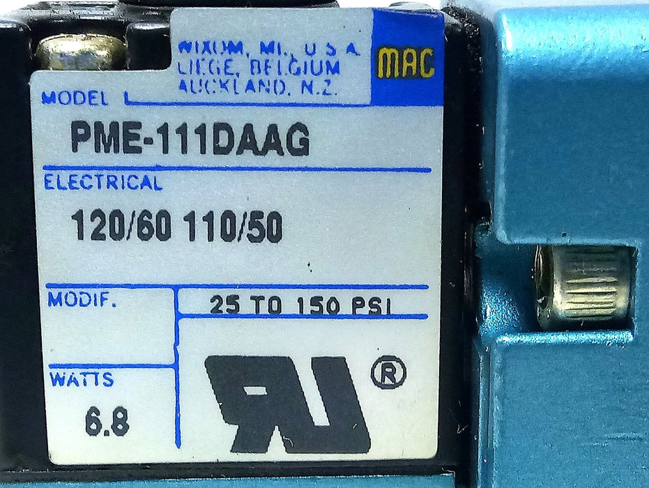 MAC Valves 6623A-000-PM-111DA 110/120 V AC 25-150 psi Double Solenoid Valve