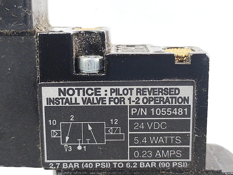 Nordson 1055481 40-90 psi Reverse Pilot Solenoid Valve w/ 24 V DC Coil