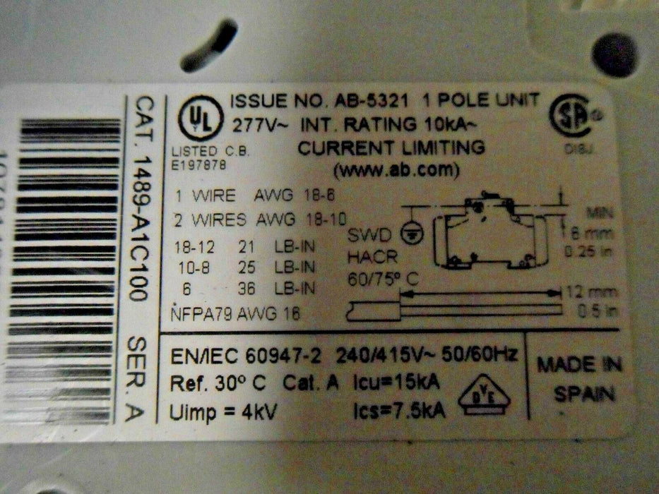 Allen-Bradley 1489-A1C100 Circuit Breaker
