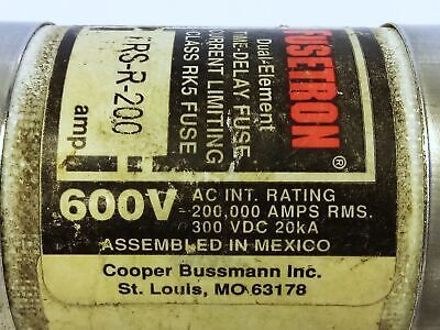 Bussmann FRS-R-200 FUSETRON 600V 200A Class RK5 Current-Limiting Time-Delay Fuse