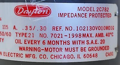 Dayton 2C782 115 V Shaded Pole Blower Motor