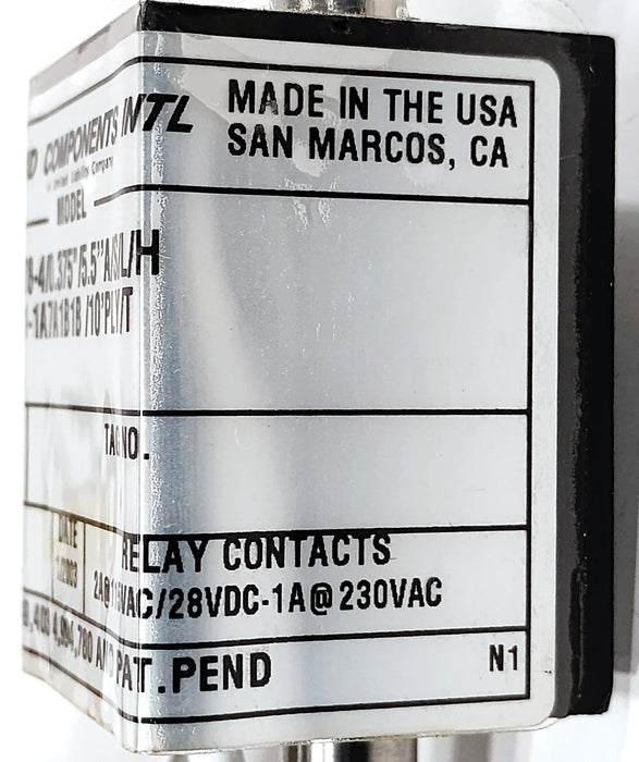 Fluid Components NN-FR78-4/0.375"/5.5"A/S/L/H 5281-1A7A1B1B/10'PLY/T 115 V Relay