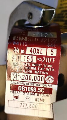 Watts 40XL-5 3/4 in Pressure and Temperature Relief Valve