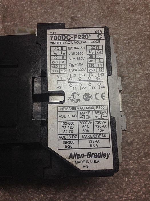 Allen-Bradley 700DC-F220 Series C Contactor