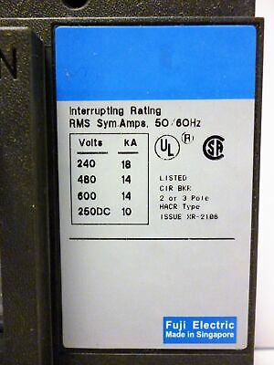 Fuji BU3EH-C040L 600V 40A Molded Case Circuit Breaker