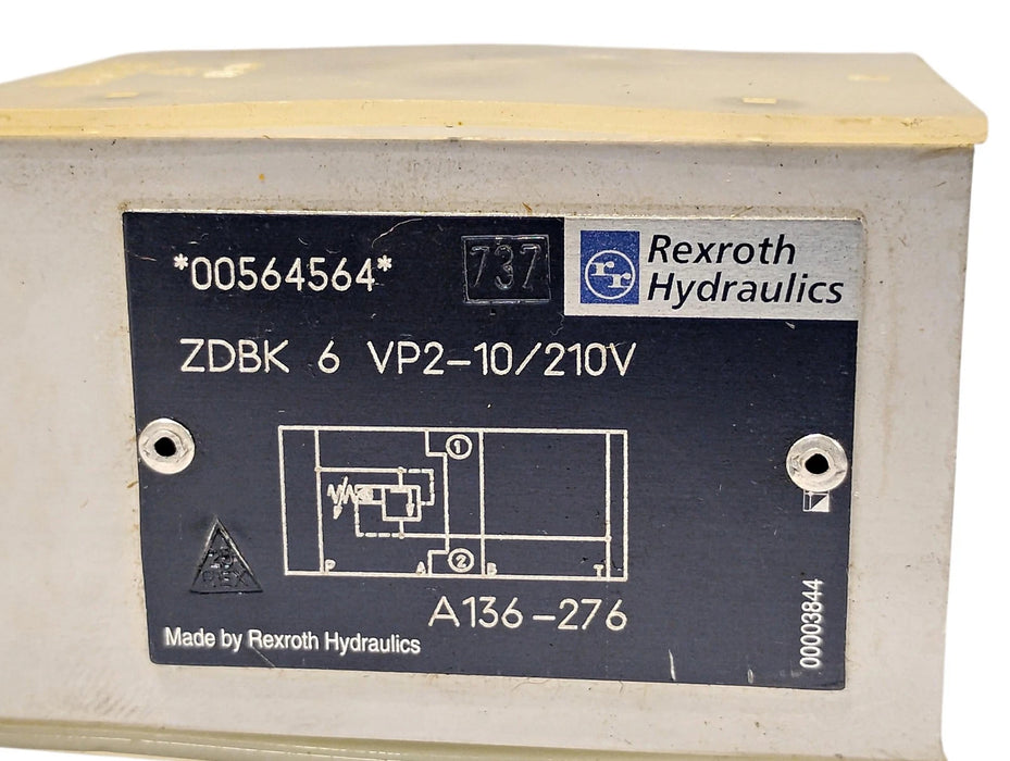 Rexroth ZDBK-6-VP2-10/210V Hydraulic Pressure Relief Valve