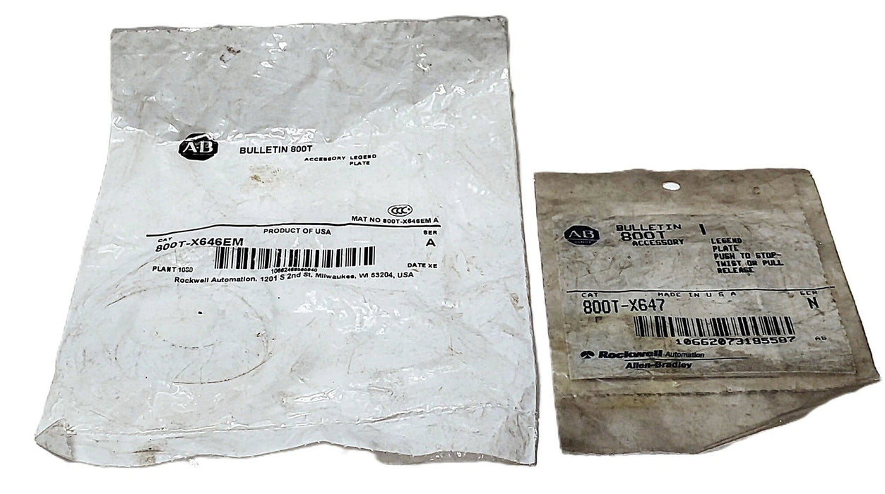 Allen-Bradley 800T-X647 and 800T-X646EM Aluminum Legend Plates for 30 mm Switch