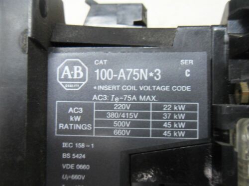 1 Allen-Bradley 100-A75N*3 CONTACTOR