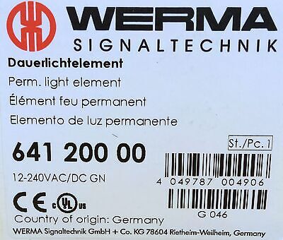 WERMA 641 200 00 12-240V Green Stacklight Lamp Holder No Lamp