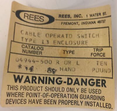 REES 04944-500 Cable Operated Pull Switch in Type 13 Enclosure with 10 lb Trip