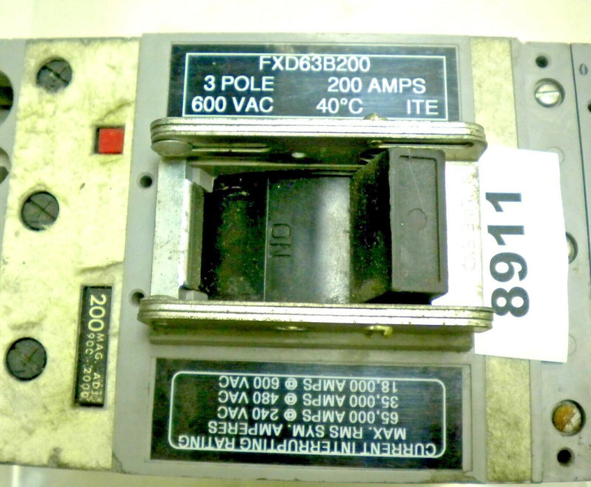 Siemens FXD63B200 CIRCUIT BREAKER 200A 3 Poles 600V