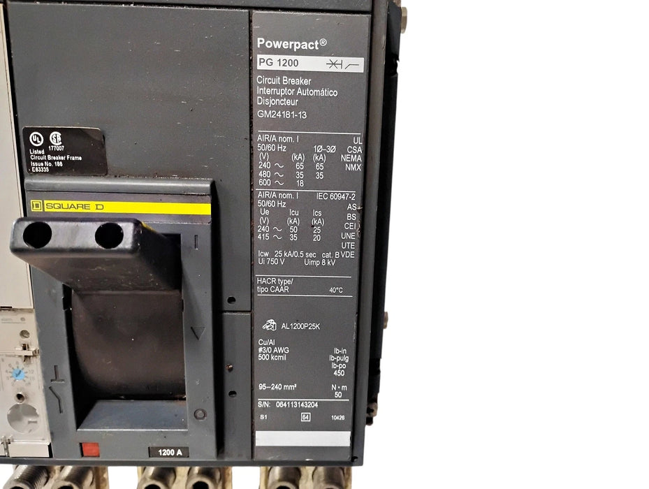 Square D GM24181-13 PGP36120CU33A 1200 A 3 P Powerpact PG 1200 Circuit Breaker