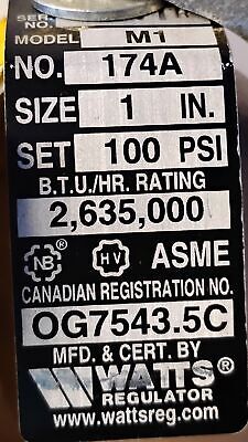 Watts M1 174A 1 in 100 psi Water Pressure Safety Relief Valve