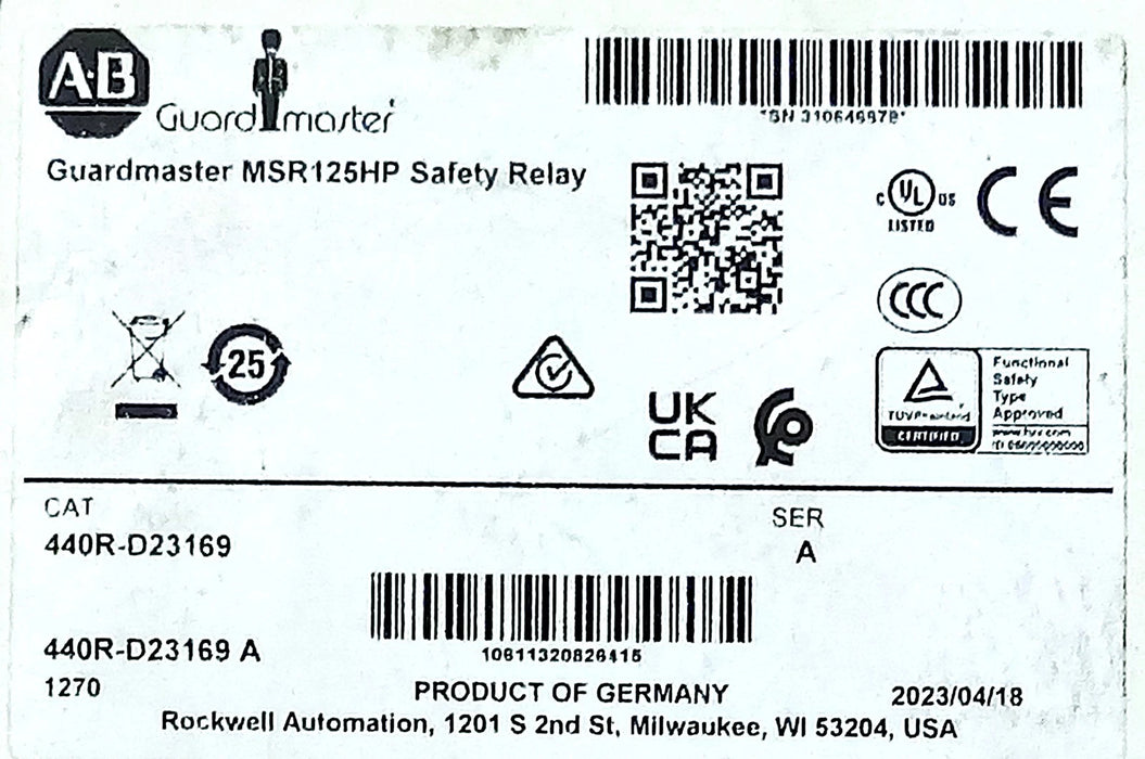 Allen-Bradley 440R-D23169 115 V AC Safety Relay w/ 250VAC/24VDC Output