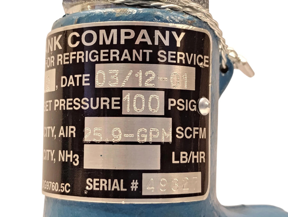 Cyrus Shank 803-LQ 100 psig Relief Valve w/ 1/2 in Inlet and 3/4 in Outlet