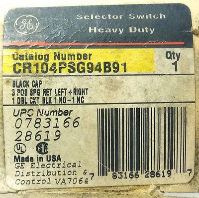GE CR104PSG94B91 3-Position Spring Return Left/Right Selector Switch