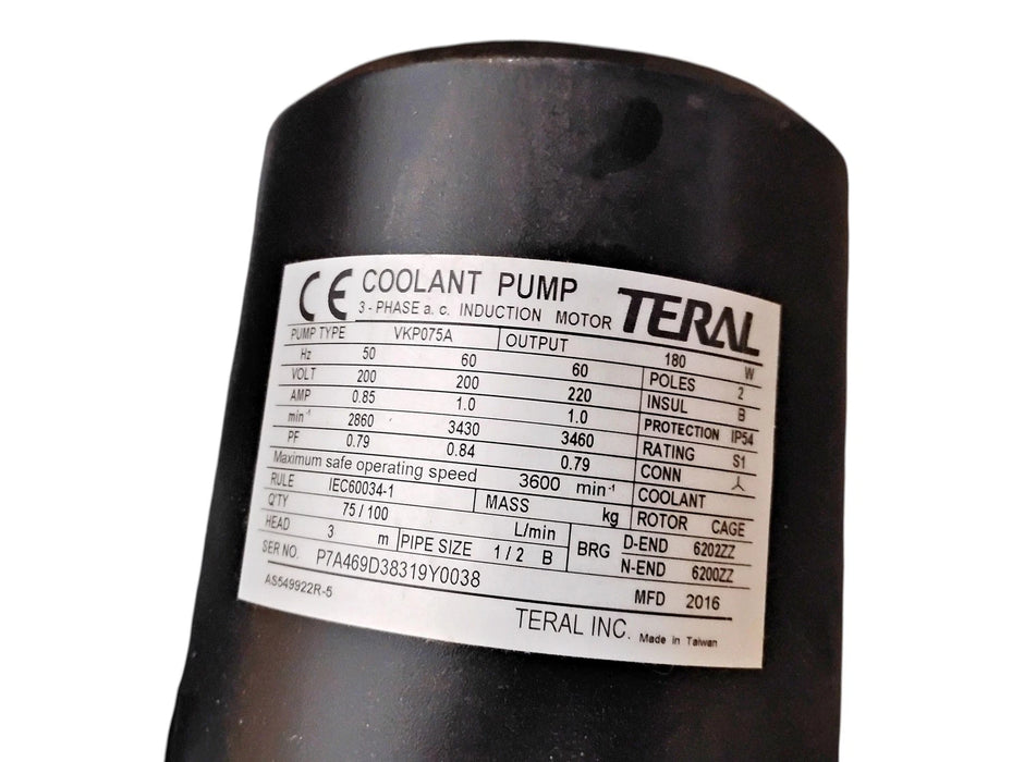 Teral VKP075A 200-220 V Cast-Iron Non-Self Priming Single Stage Coolant Pump