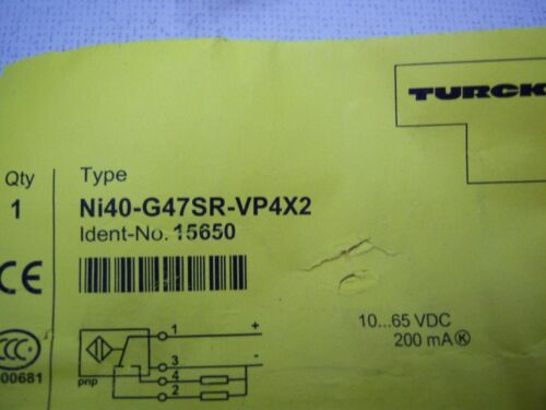 Turck Proximity Sensor Ni40-G47SR-VP4X2 10-65 VDC 200 Ma 40mm