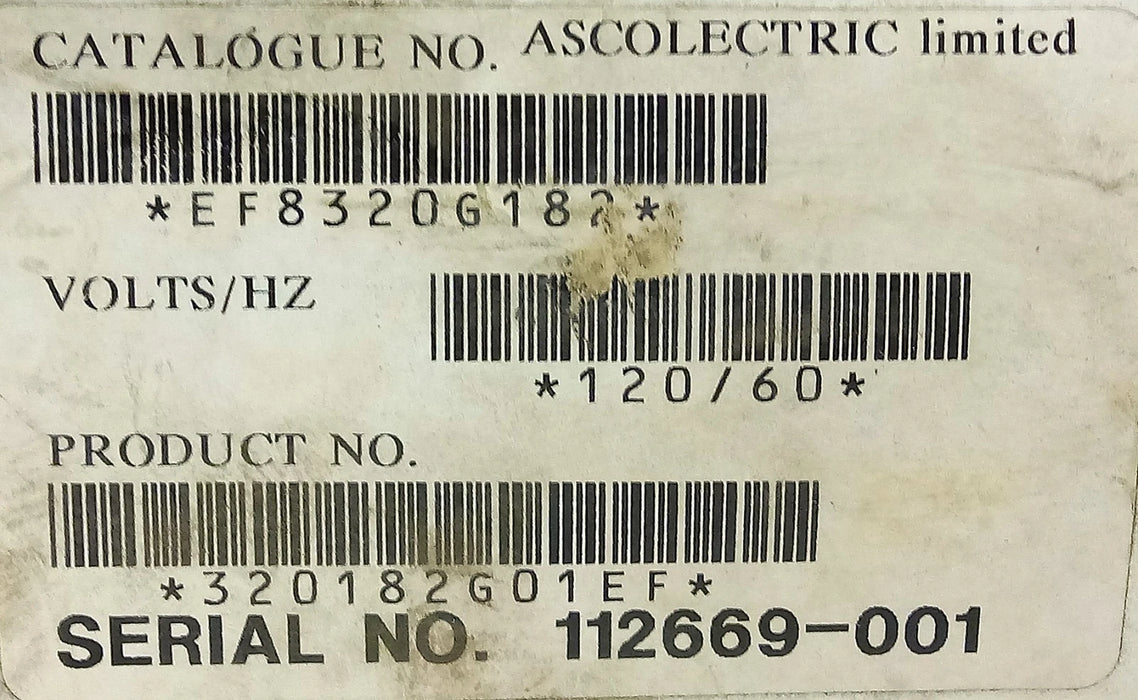 ASCO EF-8320-G182-120 210 psi 1/4 in Solenoid Valve w/ 120 V AC Coil