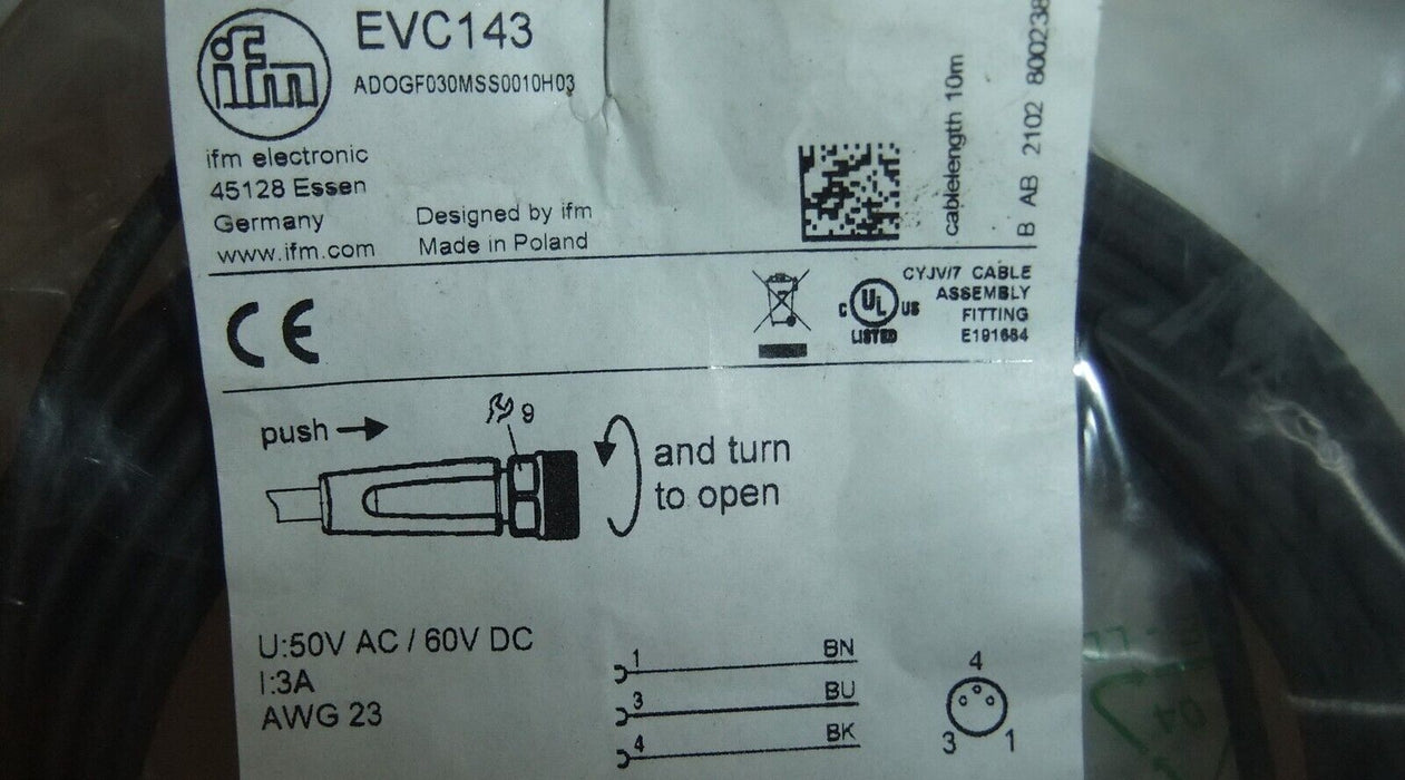 IFM EVC143 - ADOGF030MSS0010H03 Connector Cable
