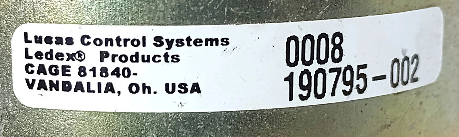 Lucas Control Systems 190795-002 Size 6-Class Ledex Rotary Solenoid