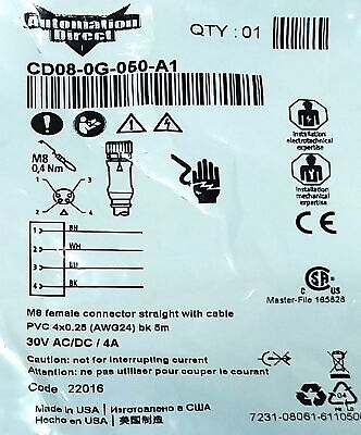 AutomationDirect CD08-0G-050-A1 30 V AC/DC 4 A 4 Pin 5 m PLC Cable