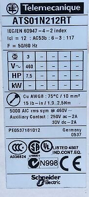 Telemecanique ATS01N212RT 460 V 12 A 7.5 HP 3-Phase Soft Motor Starter