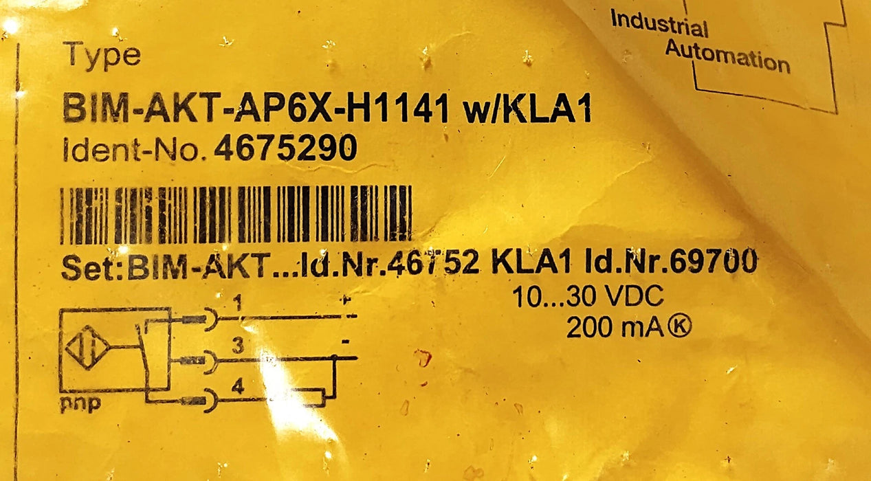 Turck BIM-AKT-AP6X-H1141 W/KLA1 4675290 10-30 V DC Magnetic Proximity Sensor