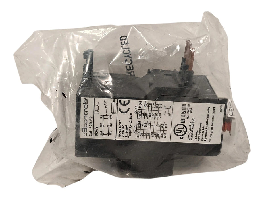 C3 Controls 320-B2D40 600 V AC 2.8-4.0 A Adjustable Overload Protection Relay