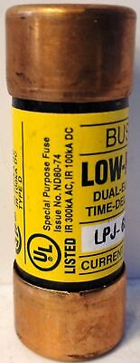 Bussmann LPJ-6SP 600 V AC / 300 V DC 6 A Low-Peak Time-Delay Fuses - Lot of 2