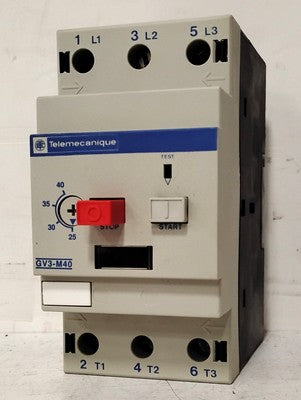 Telemecanique GV3-M40 600 VAC 25-40 A 30 HP Thermomagnetic Motor Circuit Breaker