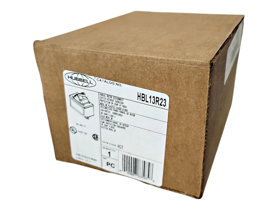 Hubbell HBL13R23 600 V 30 A 3 P 20 HP Manual Motor Disconnect Switch
