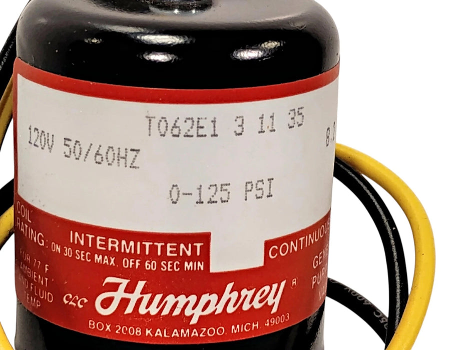 Humphrey T062E1-3-11-35 120 V AC 3-Way 2-Position 0-125 psi Solenoid Valve