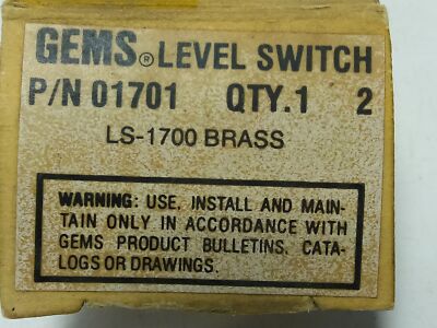 Gems Sensors LS-1700 01701 Brass Liquid Level Sensor w/ BUNA Float