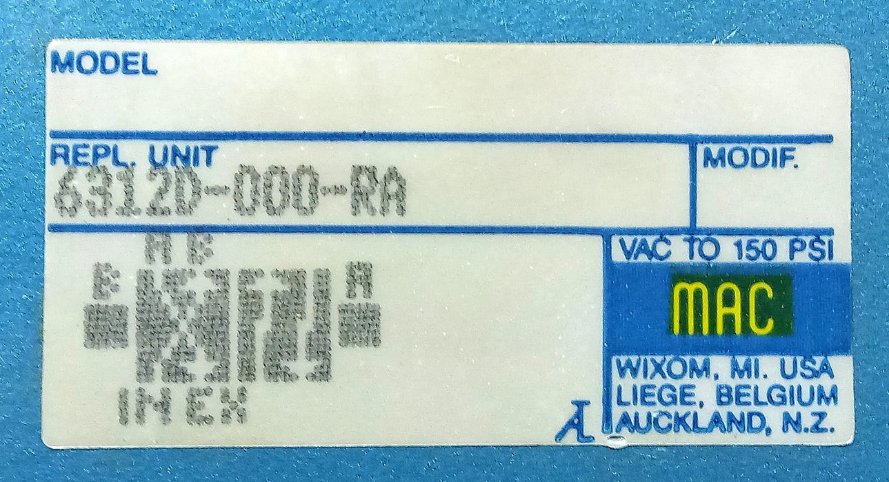 Mac Valves 6312D-000-RA Solenoid Valve Manifold Only