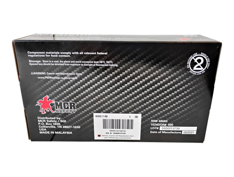 MCR Safety 60011M Medium 3 Mil NITRISHIELD Powder-Free Nitrile Single Use Gloves