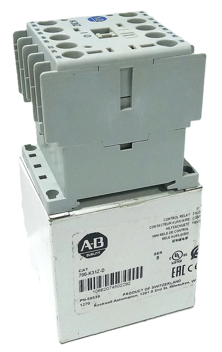 Allen-Bradley 700-K31Z-D 3 NO 1 NC Compact Control Relay w/ 110/120 V AC Coil