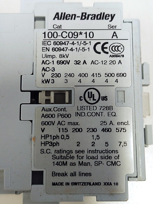 Allen-Bradley 100-C09D10 120V 9A IEC Contactor