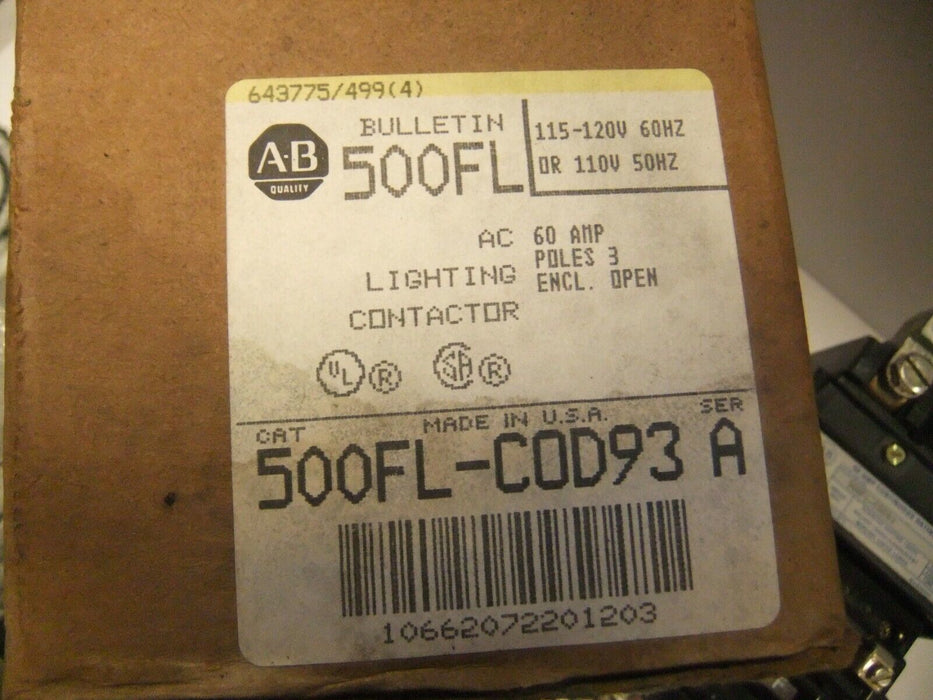 Allen-Bradley AC Lighting Contactor 500FL-COD93