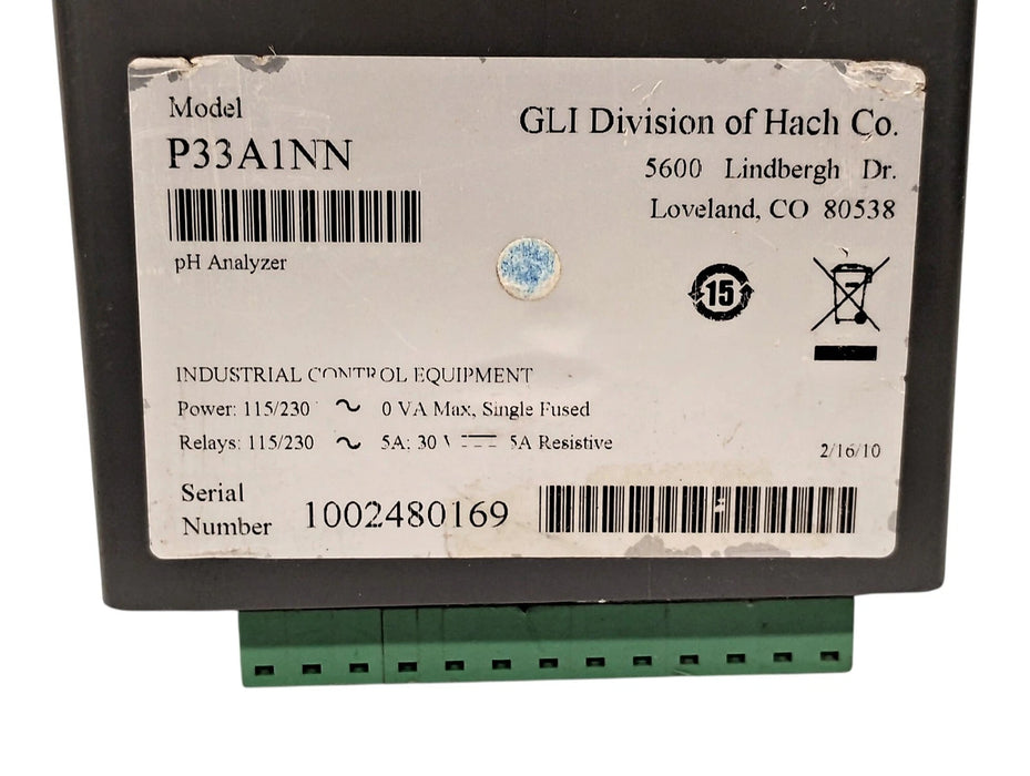 Great Lakes Instruments P33A1NN 115/230 V AC PH Analyzer Controller