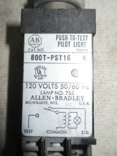 1 LOT OF 4 Allen-Bradley 800T-PST16 PUSH TO TEST PILOT LIGHTS