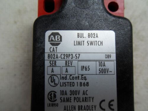 1 Allen-Bradley 802A-C29P3-S7 LIMIT SWITCH