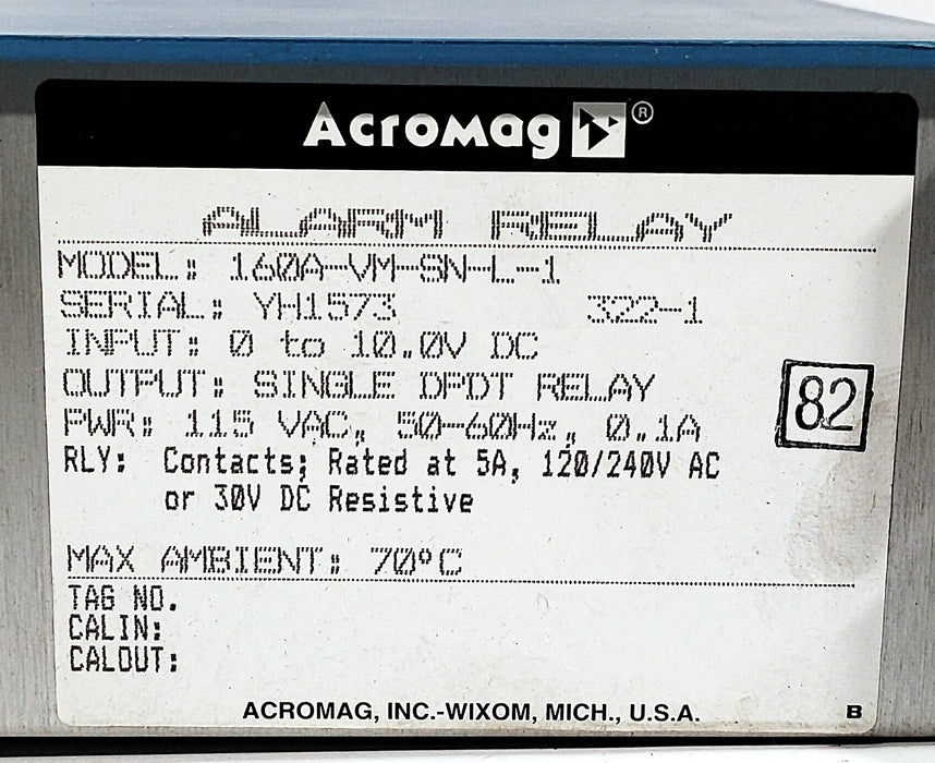 Acromag 160A-VM-SN-L-1 115 V AC 0.1 A Alarm Relay