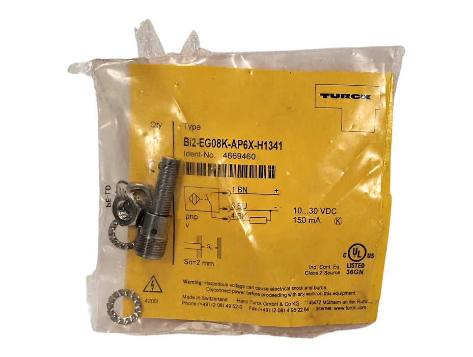 Turck BI2-EG08K-AP6X-H1341 4669460 10-30 V DC Inductive Proximity Sensor