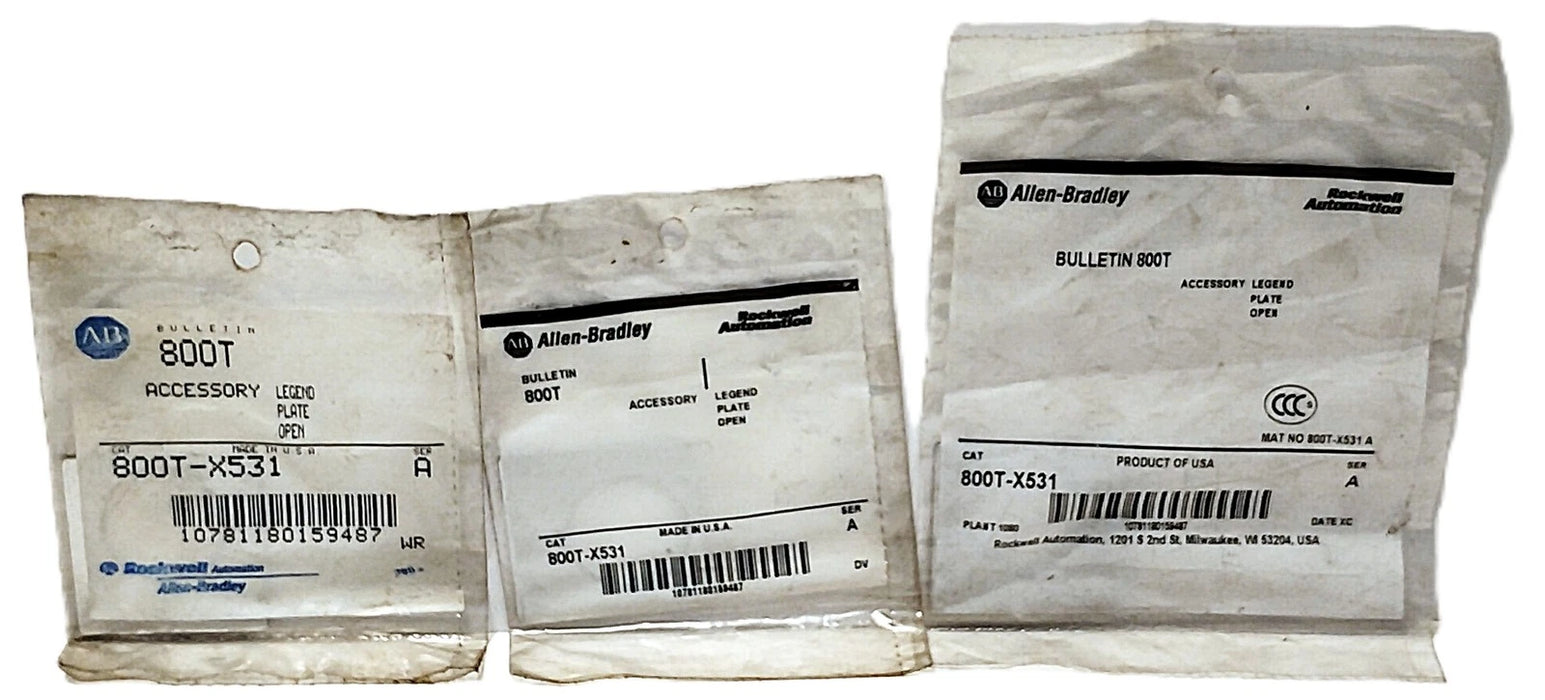 Allen-Bradley 800T-X531 OPEN Aluminum Legend Plate for 30 mm Switches