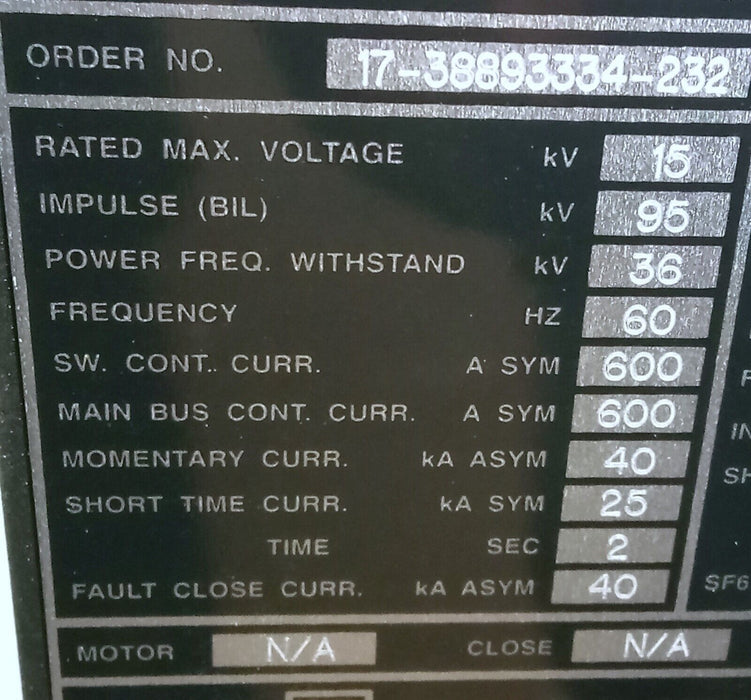 Square D HVLCC Load Interruptor Switchgear Remote Power Distrubution Center